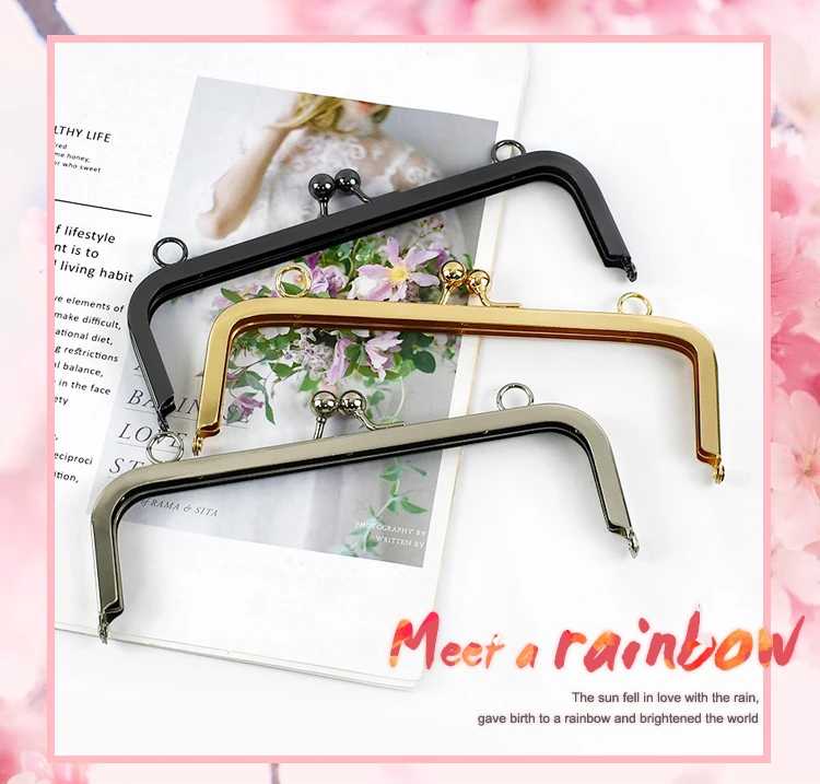 1-5Pcs Deepeel 10/15/19cm Square Smooth Metal Bags Handle Purse Frame Handbag Lock Kiss Clasp DIY Wallet Bracket Bag Accessories