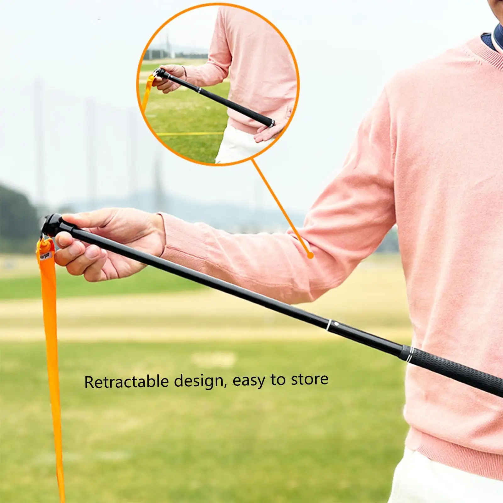 Golf Swing Trainer Kids Golf Accessories Portable with Ribbon Non Slip Gripping Posture Correction Women Men Swing Trainer Stick