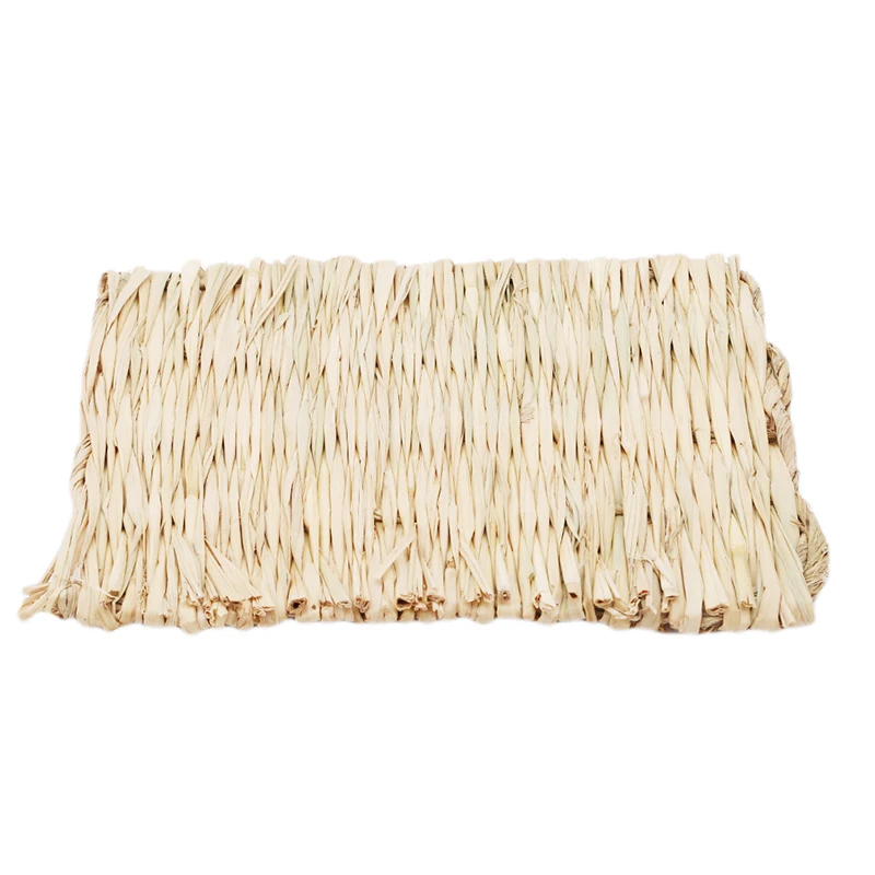 Rabbits Bunny Grass Mat Small Animal Woven Hay Mat Natural Straw Bedding Resting Cage Mat For Guinea Pig Chinchilla Hamster Rat
