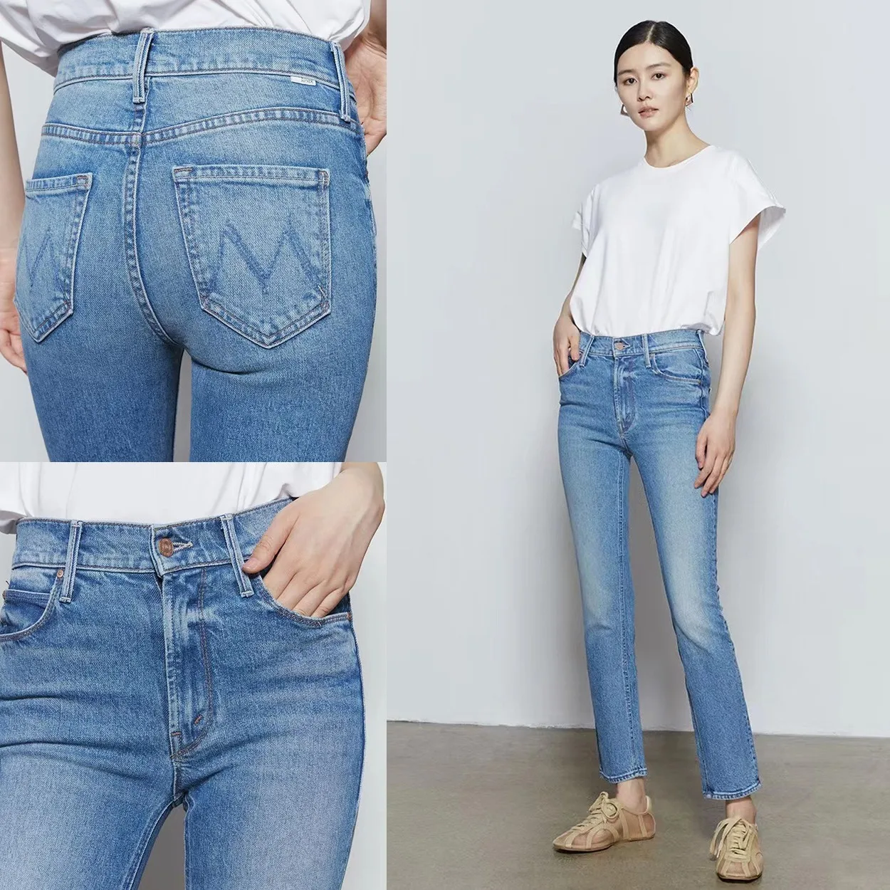 Women Stretch High Waist Denim Pants | Elastic Slim Fit Ankle-Length Blue Jeans | Streetwear Fashion MOZ126 Women Stretch High Waist Denim Pants | Elastic Slim Fit Ankle-Length Blue Jeans | Streetwear Fashion MOZ126