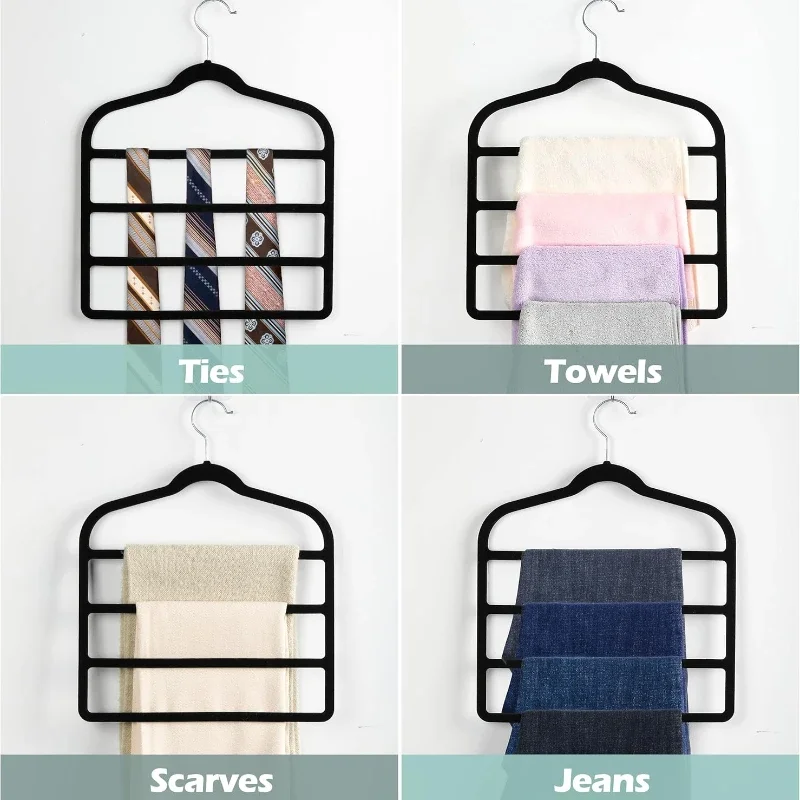 1pc Four Layer Pants Rack Velvet Pants Hanger Saves Space, Anti Slip Pants Hanger Stores and Organizes Jeans, Scarves, and Ties 4