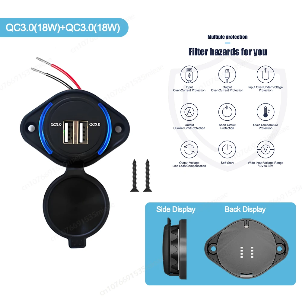 Caricatore USB Per Moto Hoembpn 18W QC3.0 + 30W PD - Doppia Porta, Impermeabile IP65, Con Cavo USB C - Foto 6