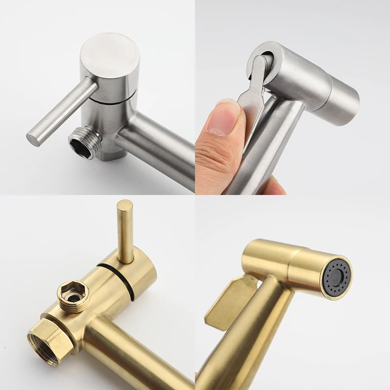 ULA Brushed Bidet Faucet Mixer Toilet Faucets Ducha Cold&Hot Water Mixer Crane Round Shower Sprayer Hygienic Shower 4