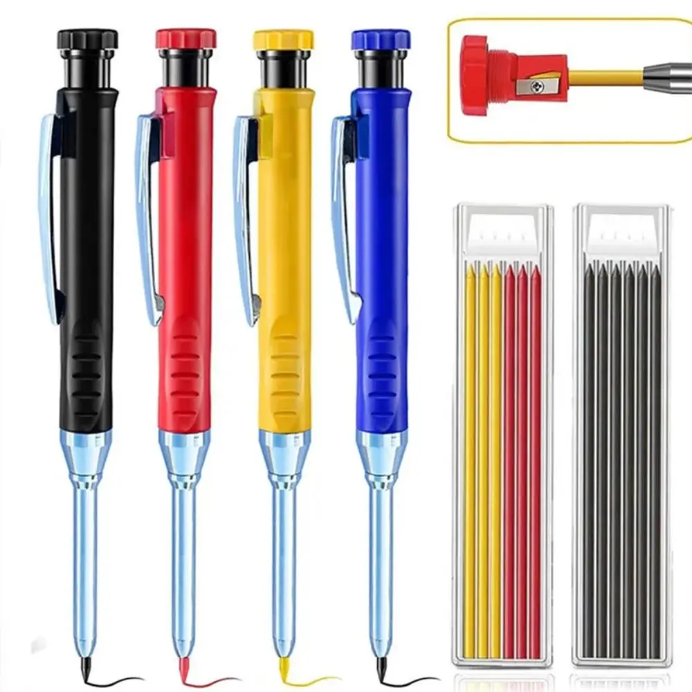 Mechanical Pencils 2.8mm Built-in Sharpener Deep Hole Marking Solid Carpenter Metal Long Head Woodworking