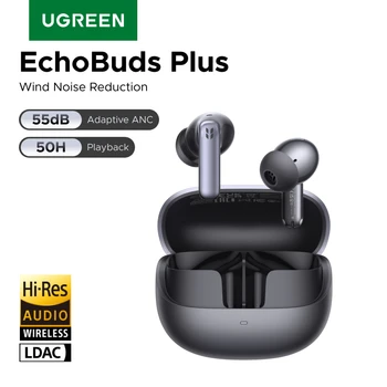 【2026 NEW】UGREEN EchoBuds Plus In-Ear Bluetooth Wireless Active Noise Cancelling Earphones 55dB Adaptive ANC, LDAC Headphones