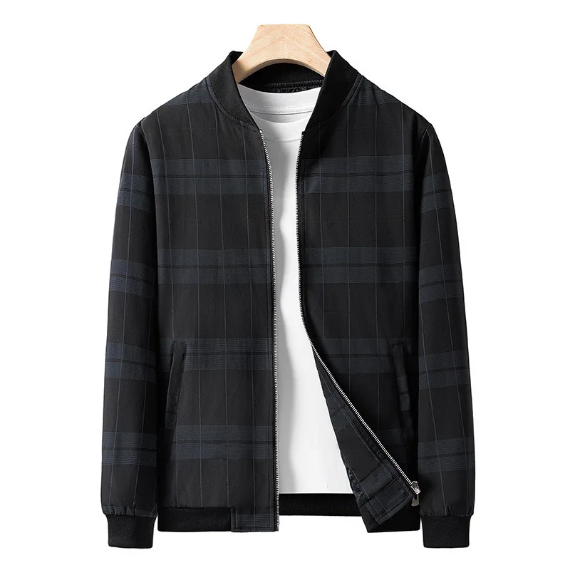 Casual Coat Men's 2023 New Loose Round Neck Plaid Jacket Baseball Jacket Men's Wear men jacket