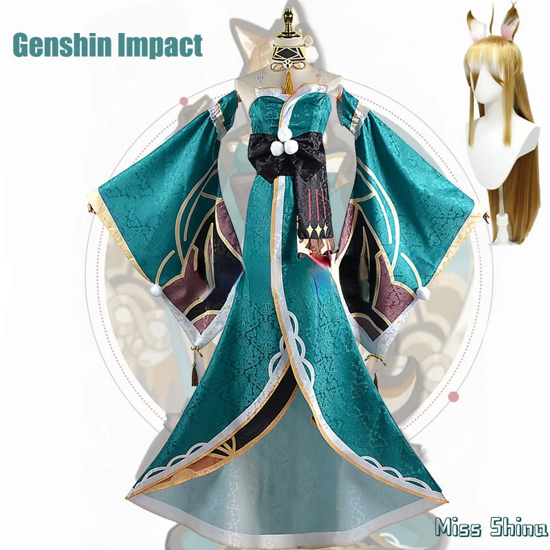 

Genshin Impact Miss Hina Cosplay Costume Uniform Wig Anime Halloween Costumes Women Game