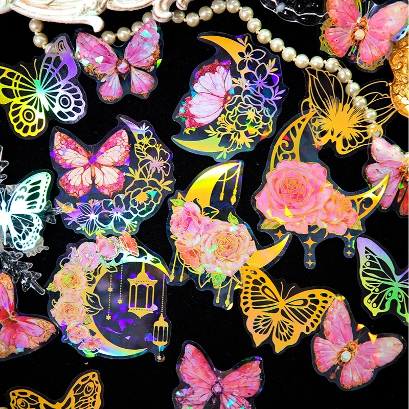 

15Sheets PET Stickers Butterfly Star-Moon Handbook Supplies Decoration Materials Package Supplies Scrapbook Cut 153*90MM