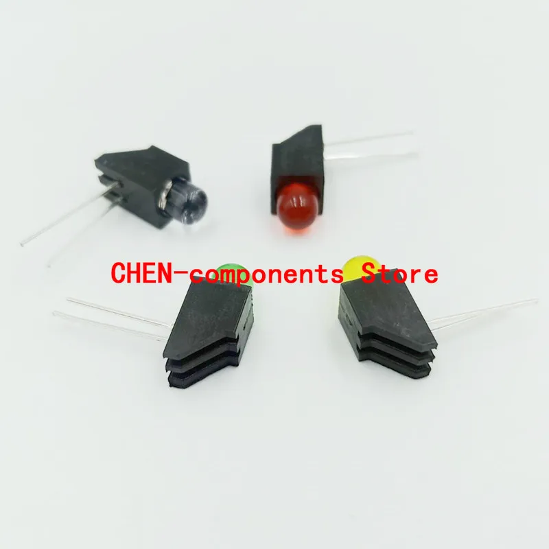 50PCS F5/5MM LED 단일 홀 램프 홀더(램프 비드 포함) 90도 구부러진 발 PCB 홀더 F5 신호 발광 표시기