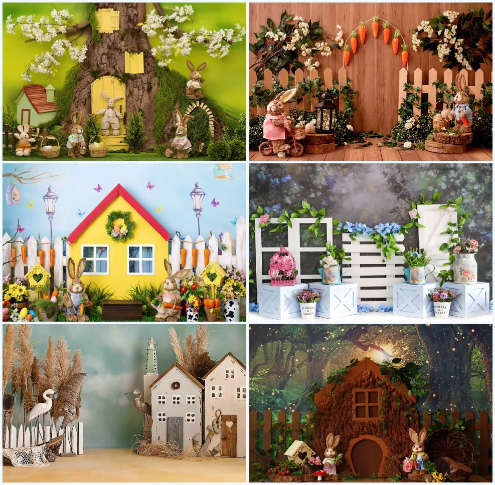 

Mehofond Spring Easter Backdrop Bunny Flowers Cake Smash Birthday Party Decor Child Portrait Photography Background Photo Studio