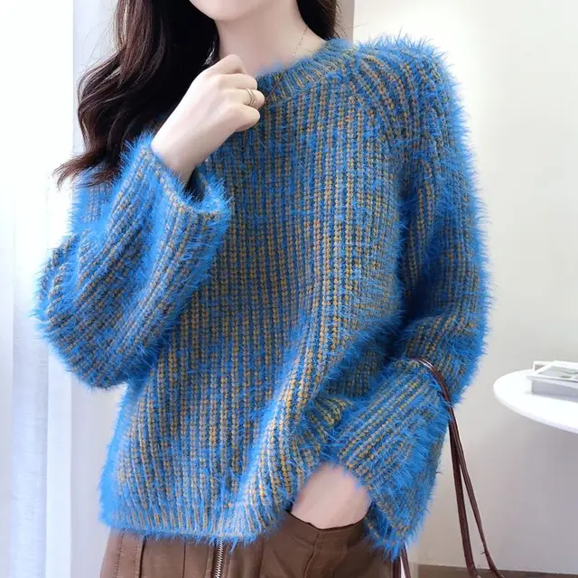 Stricken Pullover Damen Herbst 2022 Mode O-Ausschnitt Lose