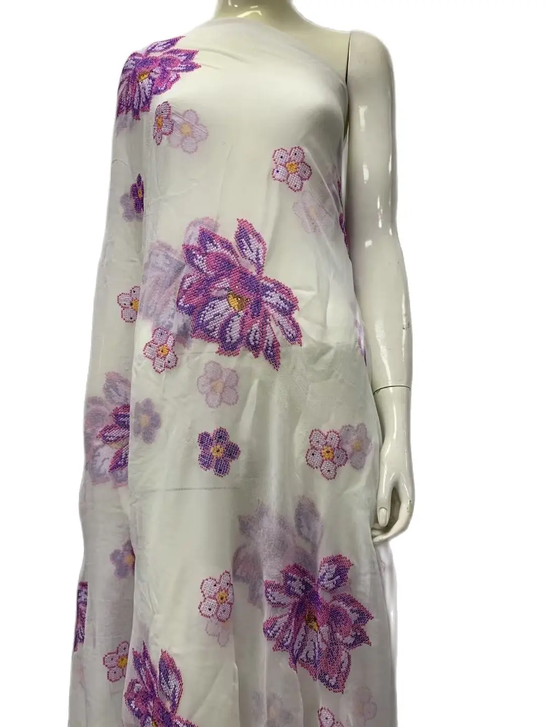 

Women's Silk Fabric, 100% Real Silk Material, Embroidered, Stones, 5 Yards