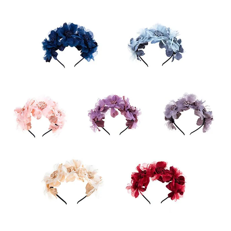 Fashion Flower Wreath Headband Baby Girls Headwraps Newborn Photography Props Gift Hair Bands Headwear Children Hair Accessories