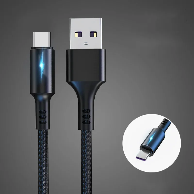 Micro USB Type C Cable with LED Fast Charging Data Cord For Huawei Samsung Xiaomi Android Mobile Phone Accessories Charger Cable