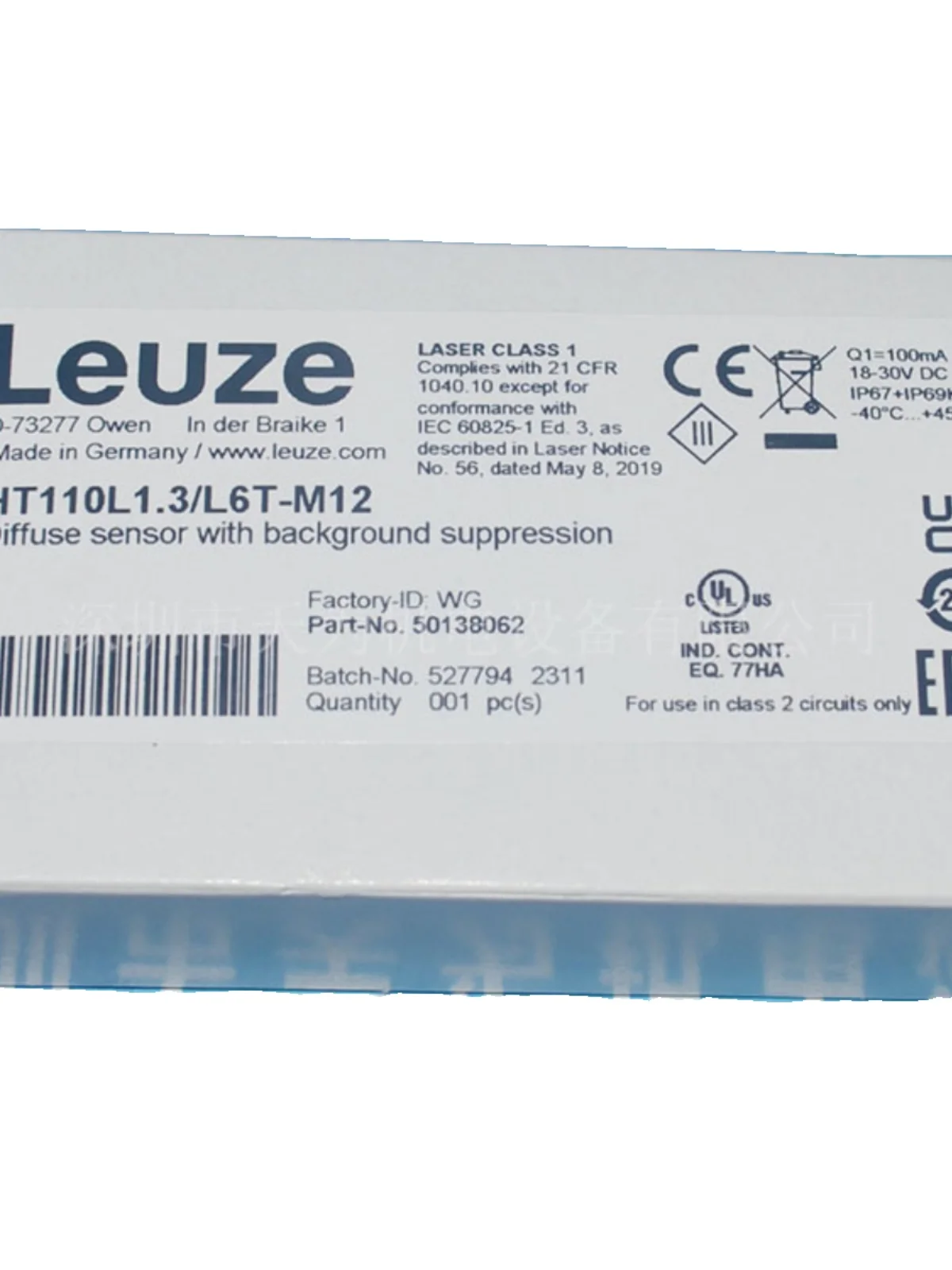 

New Genuine/LEUZE Photoelectric Sensor HT110L1.3/L6T-M12 With Background Suppression