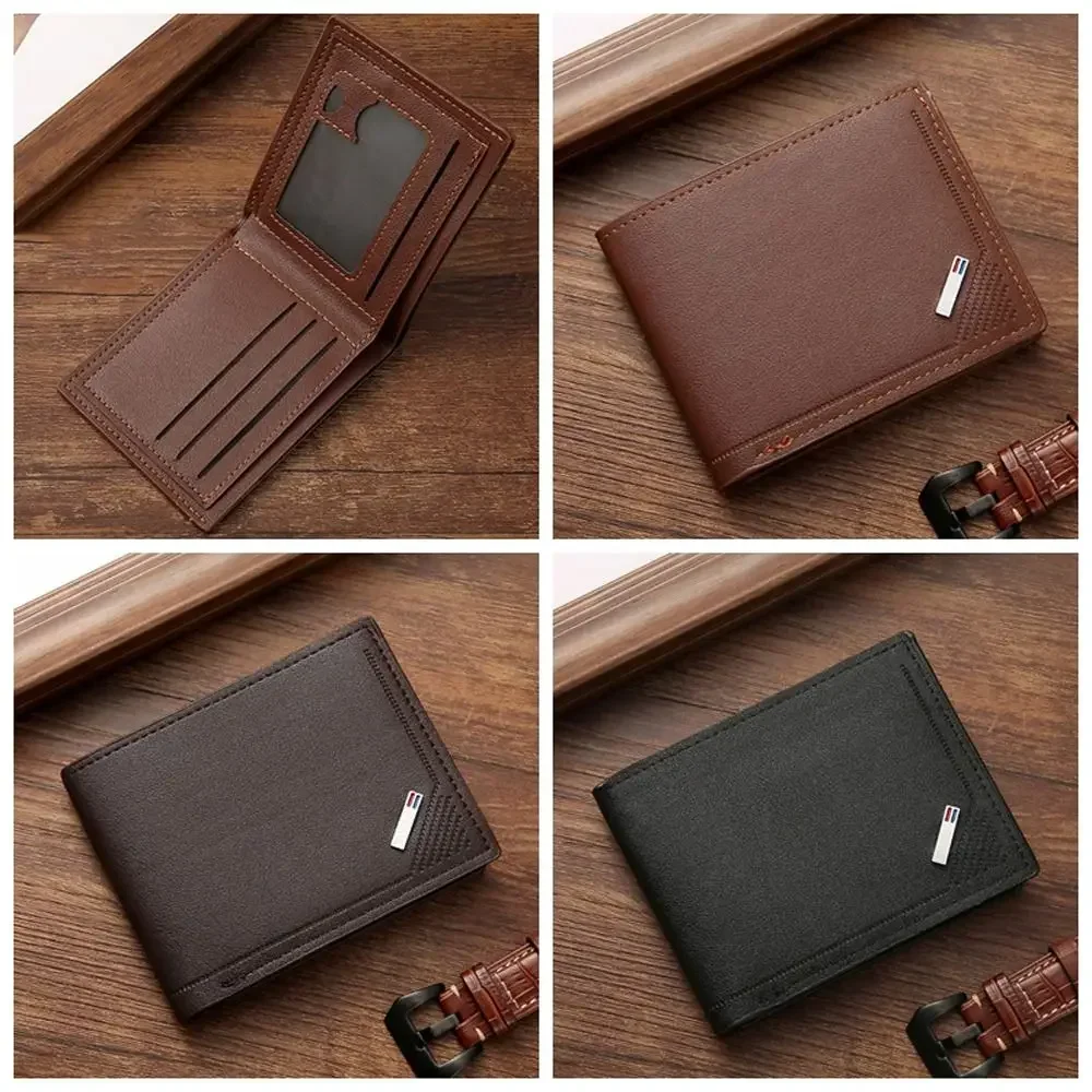 Multi-position Men's Short Wallet PU Leather Thin Men Coin Pocket Korean Style Multi-function Male Leather Purse Shopping