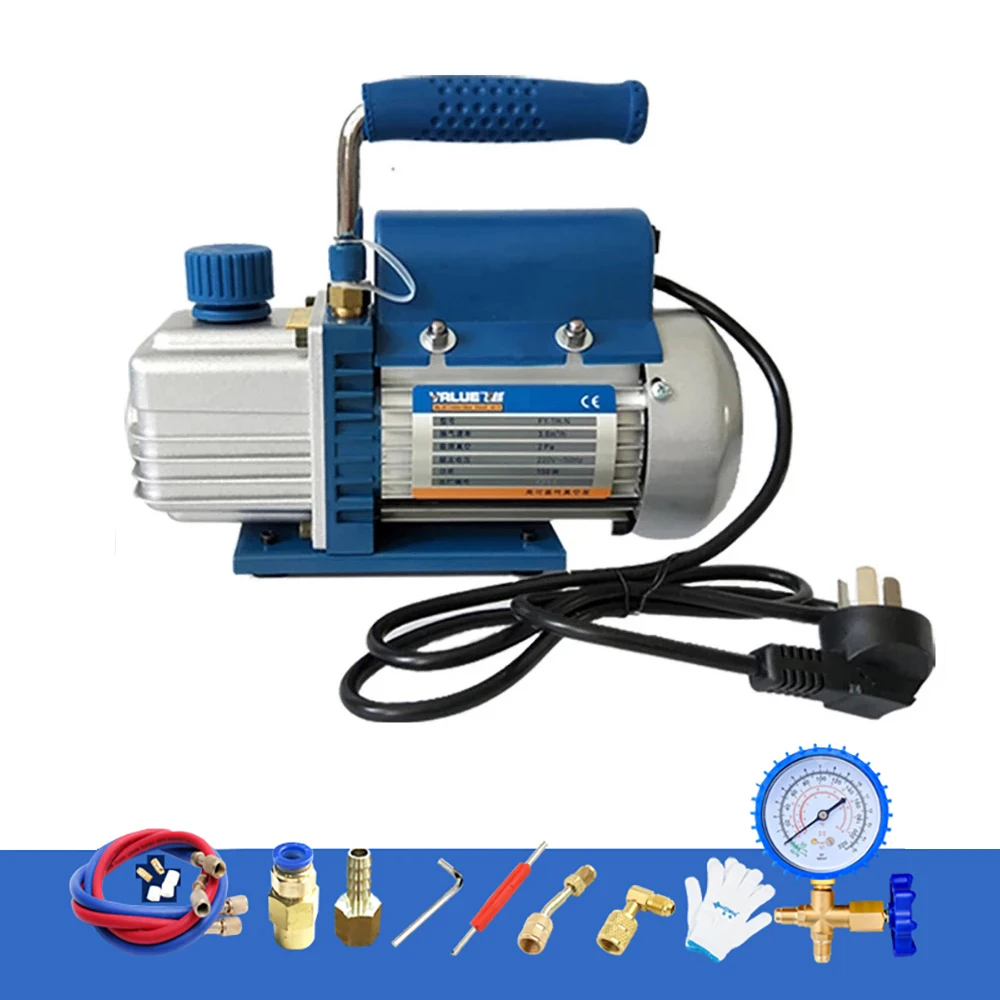 

220V FY-1H-N Rotary Vane Single Stage Air Vacuum Pump 2PA Ultimate Vacuum With Refrigeration Accessories For Air Conditioning