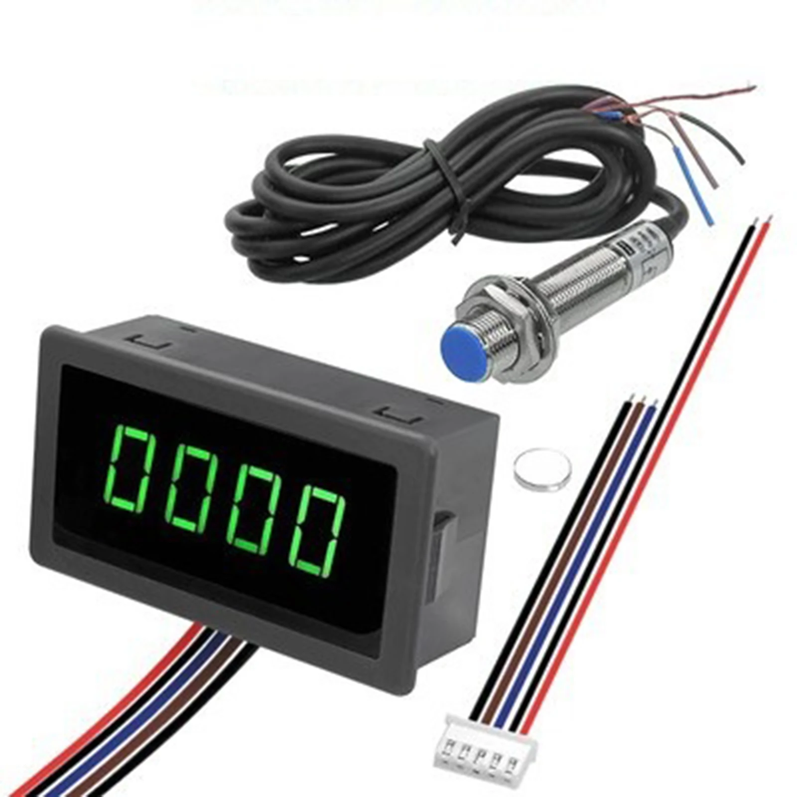 Motor LED Tacho RPM Speed Measure Meter – 4-Digit Green LED Screen with NPN  Hall Proximity Switch Sensor for Precise and Reliable RPM Readings