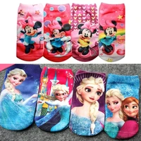 1 pair Disney Frozen Cartoon Minnie Elsa Cotton Socks Short Socks Children Girls Princess Socks Christmas Birthday Gifts 1