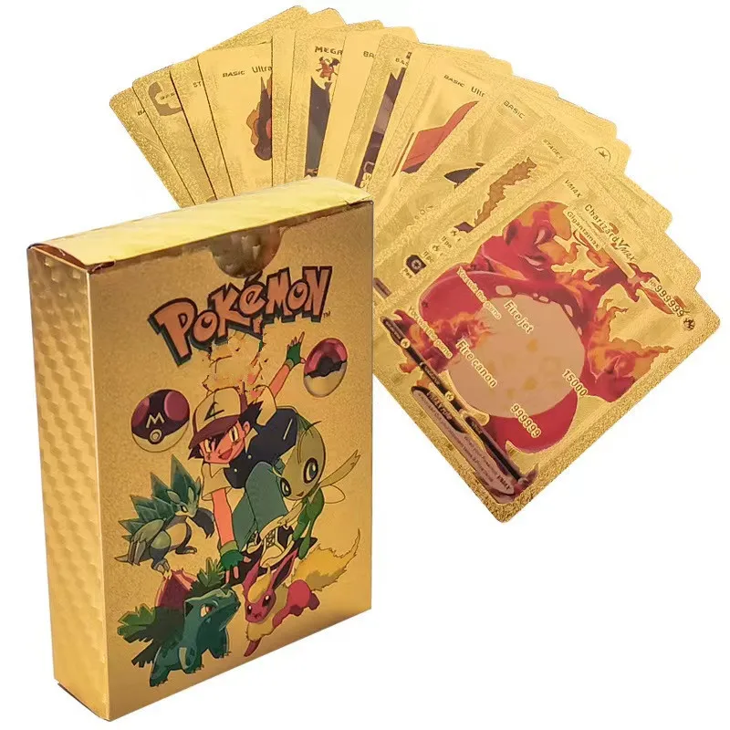 Pokemon Cards 27-110pcs carte pok&eacute;mon fran&ccedil;aises Pikachu Gold Silver Black Vmax GX English Spanish French German Toys