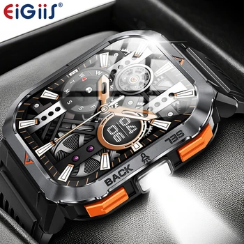 EIGIIS Smart Watch 3ATM Waterproof 2.02" TFT S50 Men Sport With Compass And LED Flashlight Health Monitoring Fitness Tracking Bl
