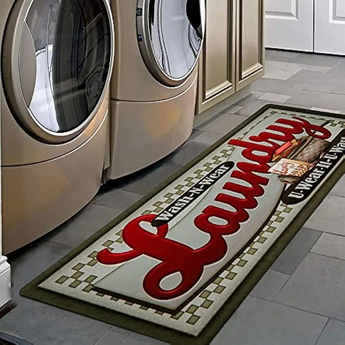 

Farmhouse Laundry Room Floor Mat Home Entrance Doormat Decorations Non-Slip Bathroom Corridor Long Rugs Laundry Room Decor