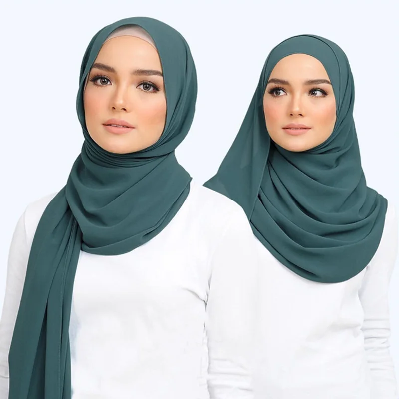 الشيفون الحجاب وشاح المرأة طويلة بلون رئيس التفاف 2