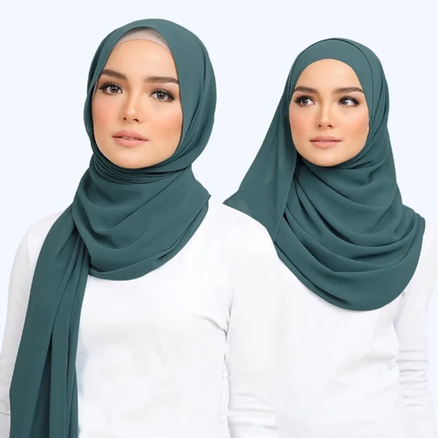 الشيفون الحجاب وشاح المرأة طويلة بلون رئيس التفاف 2