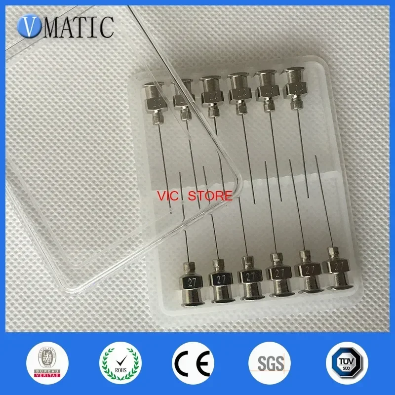 High Quality 12 Pcs 1 Inch Length 27G Blunt Stainless Steel Glue Fluid Dispenser Syringe Needle Tips
