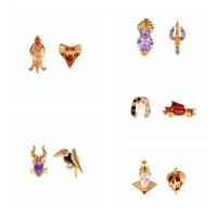 New Design Movie Villain Stud Earrings Gold Color Cubic Zirconia Women Girls Jewelry 1