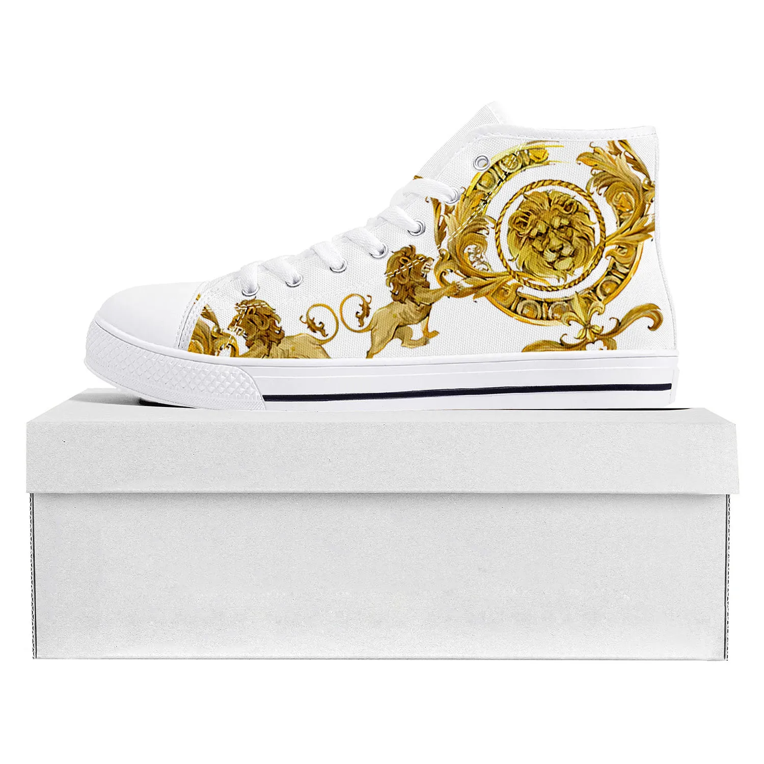 

Golden Lion Head Lace High Top High Quality Sneakers Mens Womens Teenager Canvas Sneaker Casual Couple Shoes Custom Made Shoe