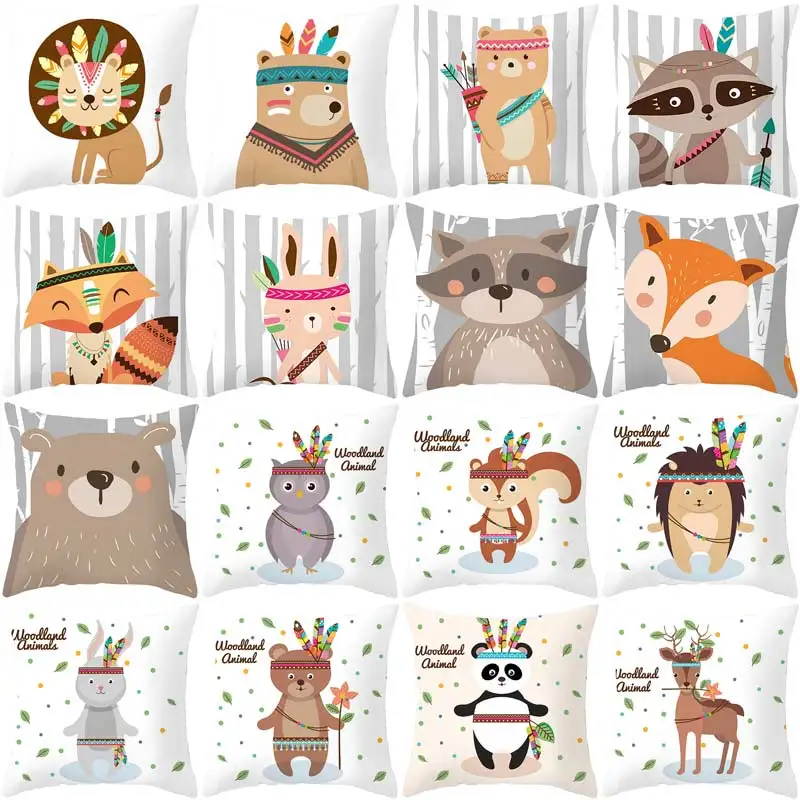 

Funny Cute Animal Cushion Cover Cartoon Creative African Tribe Fox Pillow Case For Sofa Home Textile Pillow Covers Pillowcase