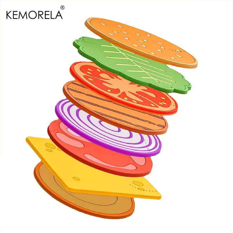 Burger-Shaped Silicone Coaster Set – Creative Cup Pads for Kitchen and Bar Decor