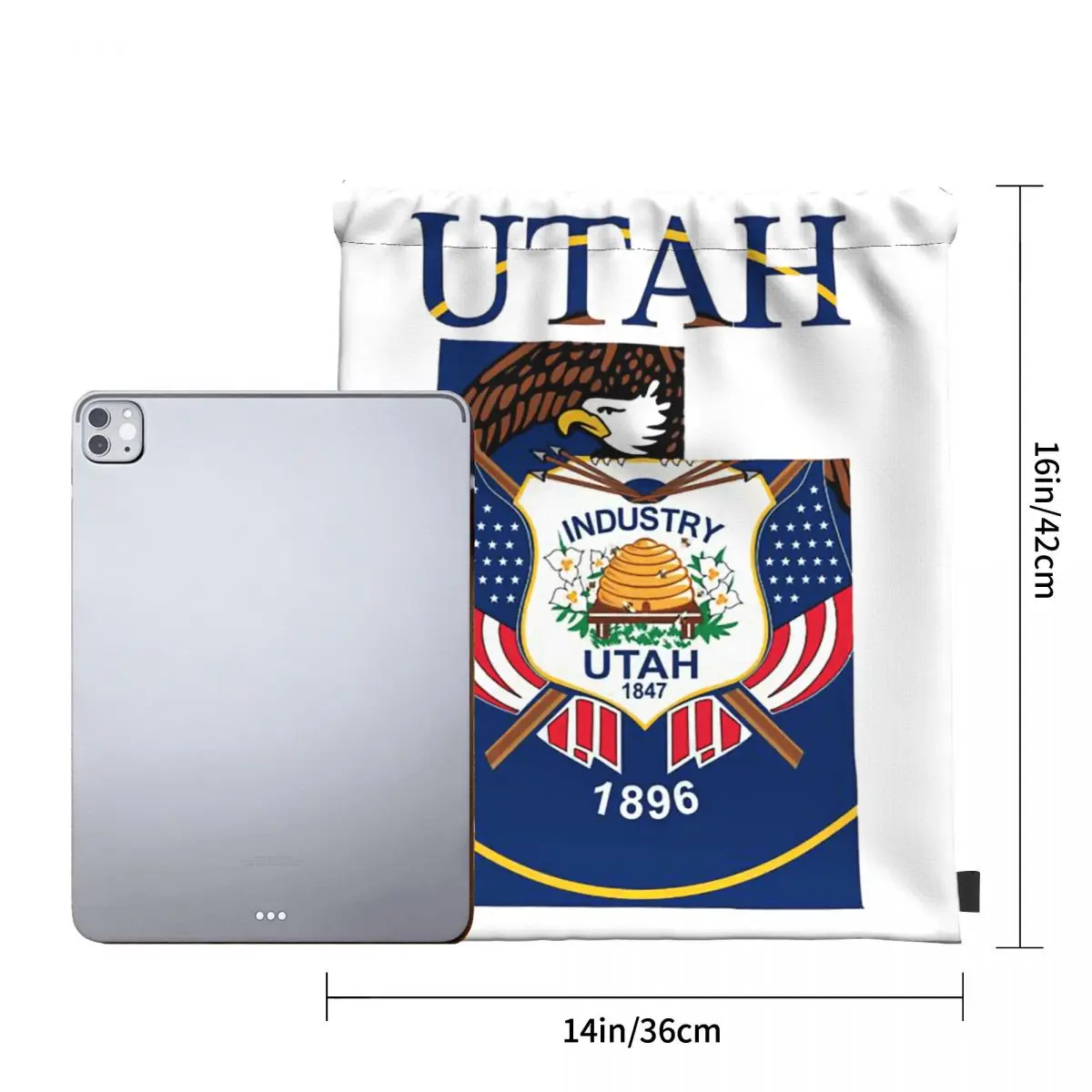 Utah State Flag Map Drawstring Gym Bag, Unique