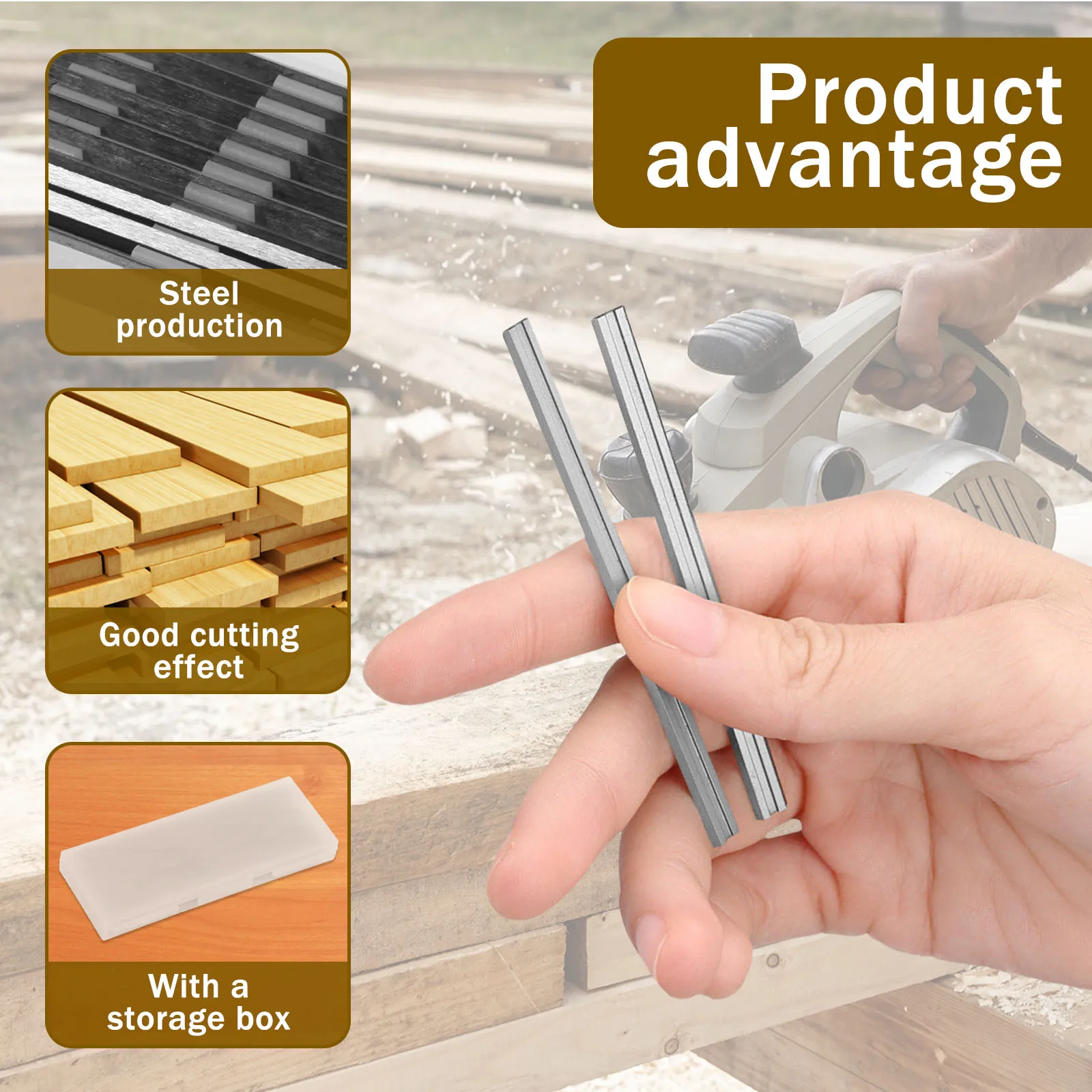 10PCS HSS Planer Blades Replacement Double Edges Planer Knife Blades Reversible for Most 3 Plus 1/4 Inch