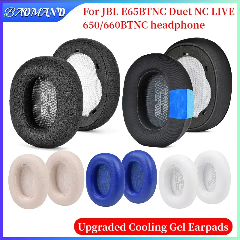 Kühlgel-Ersatz-Ohrpolster für JBL E65BTNC Duet NC LIVE 650/660BTNC Gaming-Kopfhörer BAOMAND
