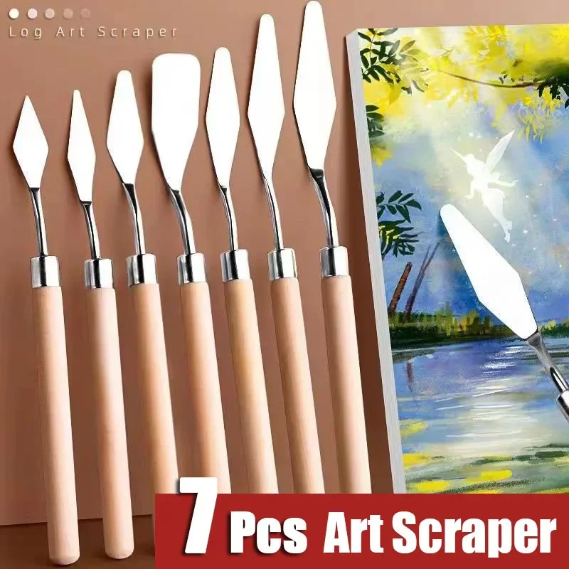 Oil painting knife 7Pcs stainless steel oil painting palette knife artist spatula art scraper tool cake baking supplies