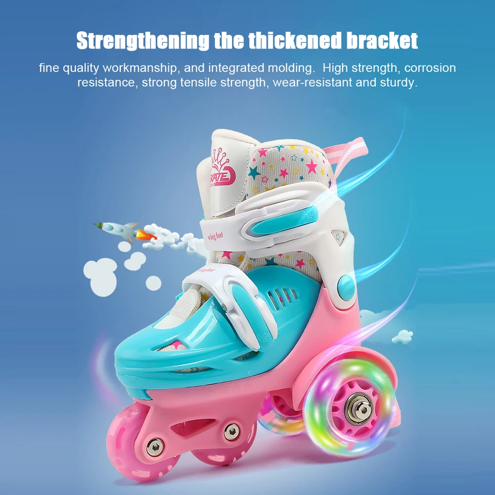 Flash Skating Shoes Kids Beginner Roller Skating Shoes Set Children Skates with Kneepad Elbow Pads Helmet Roadblock Backpack roller skating shoes set