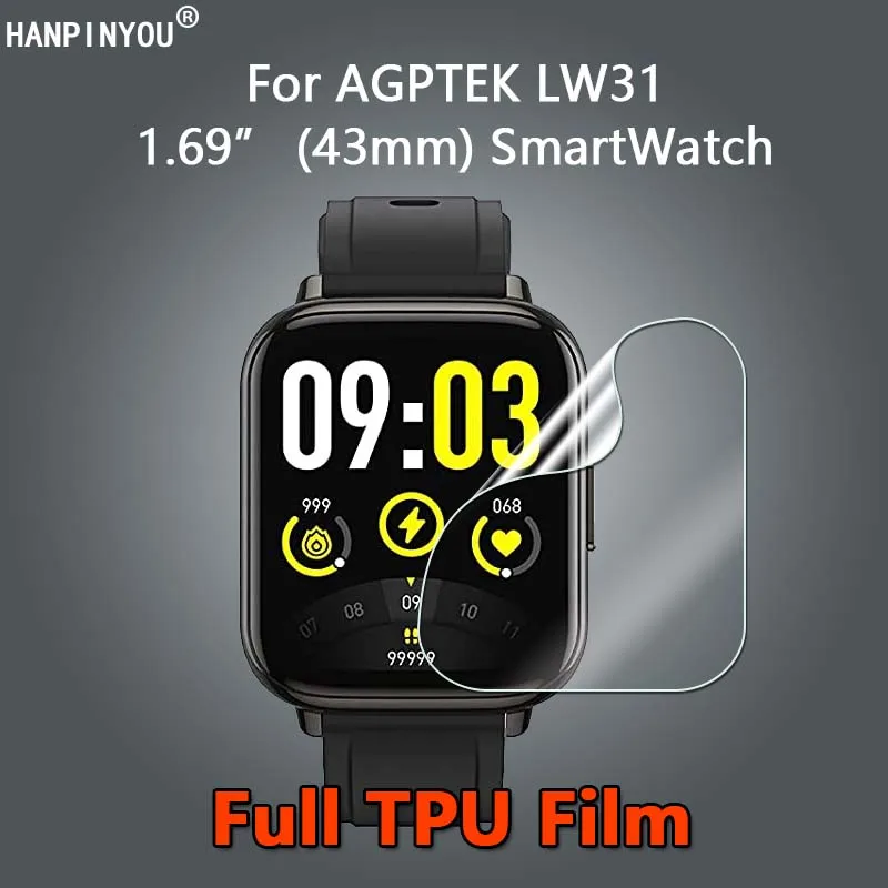 For AGPTEK 1.69" (43mm) SmartWatch LW31 HD Clear Slim Anti Scratch Soft