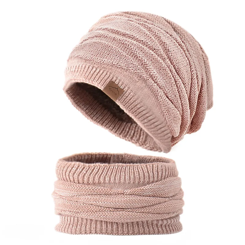 Men's Winter Keep Warm Beanie Scarf Set Women Fleece Lining Woolen Yarn Hat Knit Neck Gaiter Solid Color Unisex Design winter hat winter accessories knitted hat scarf set