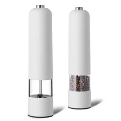 Wholesale Electric Battery-Powered Salt & Pepper Grinder - Plastic Mill (White)