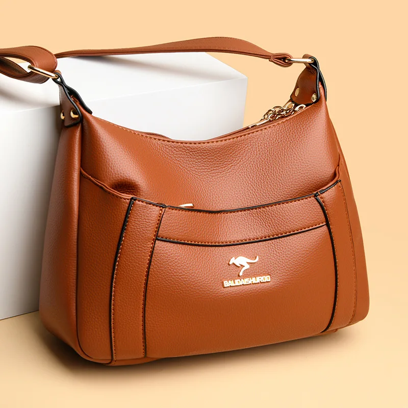 Dames 2023 Nieuwe Schoudertas Zacht Leer Grote Capaciteit Veelzijdige Oudere Moeder Crossbody Handtas Eendelig voor Bezorging_voghion.com