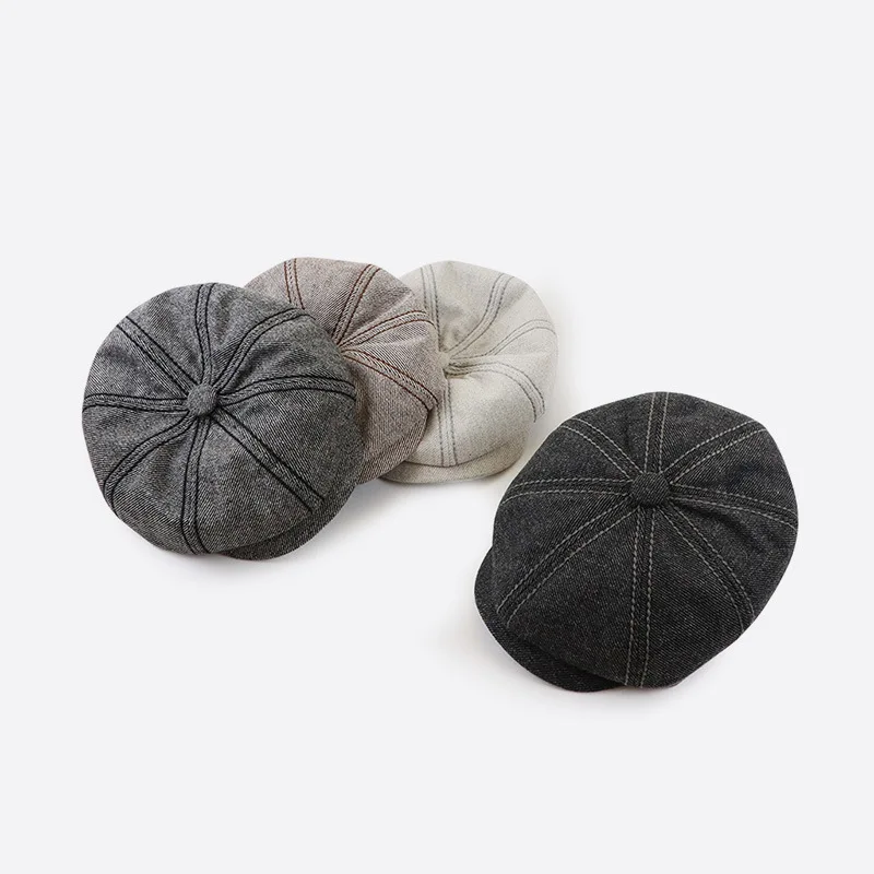 Peaked Cap Retro Octagonal Hat Women's New British Literary Newspaper Children's Hat Men 2020 Autumn And Winter Berets 2