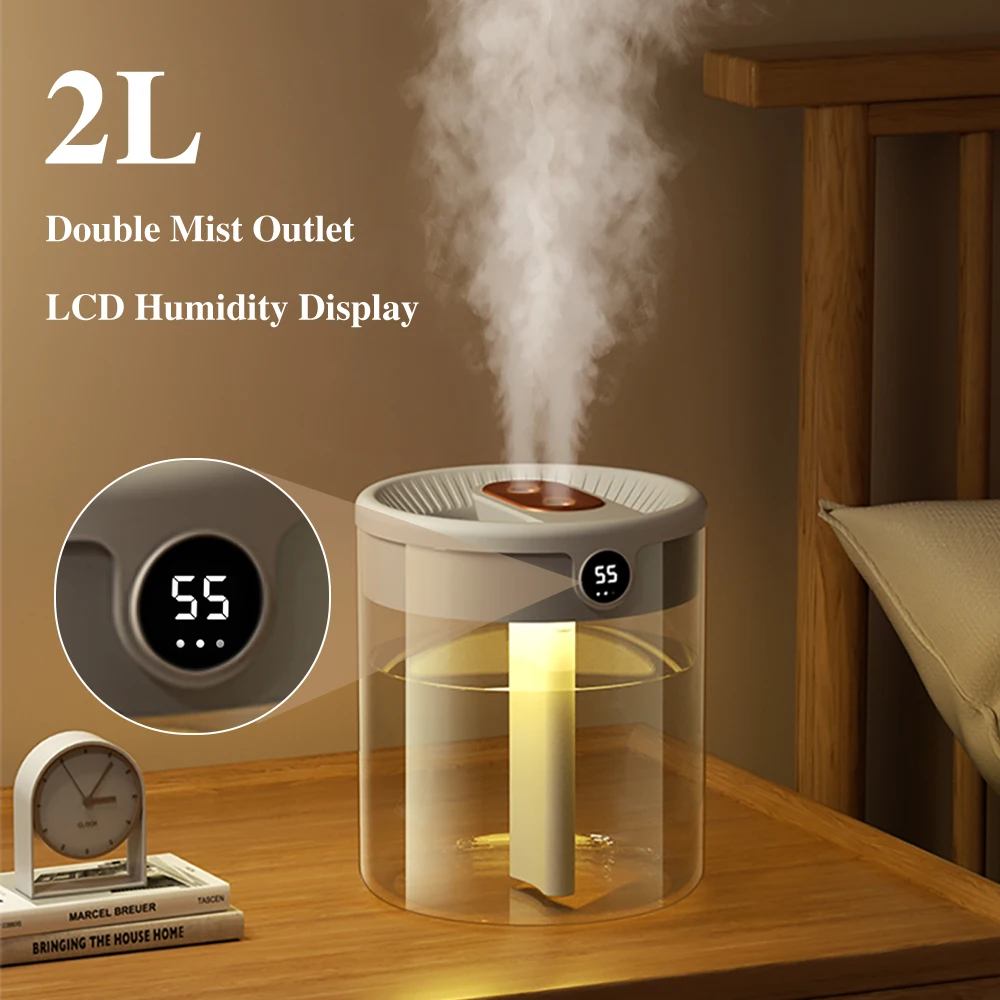 H2o-Air-Humidifier-2L-Large-Capacity-Double-Nozzle-With-LCD-Humidity ...