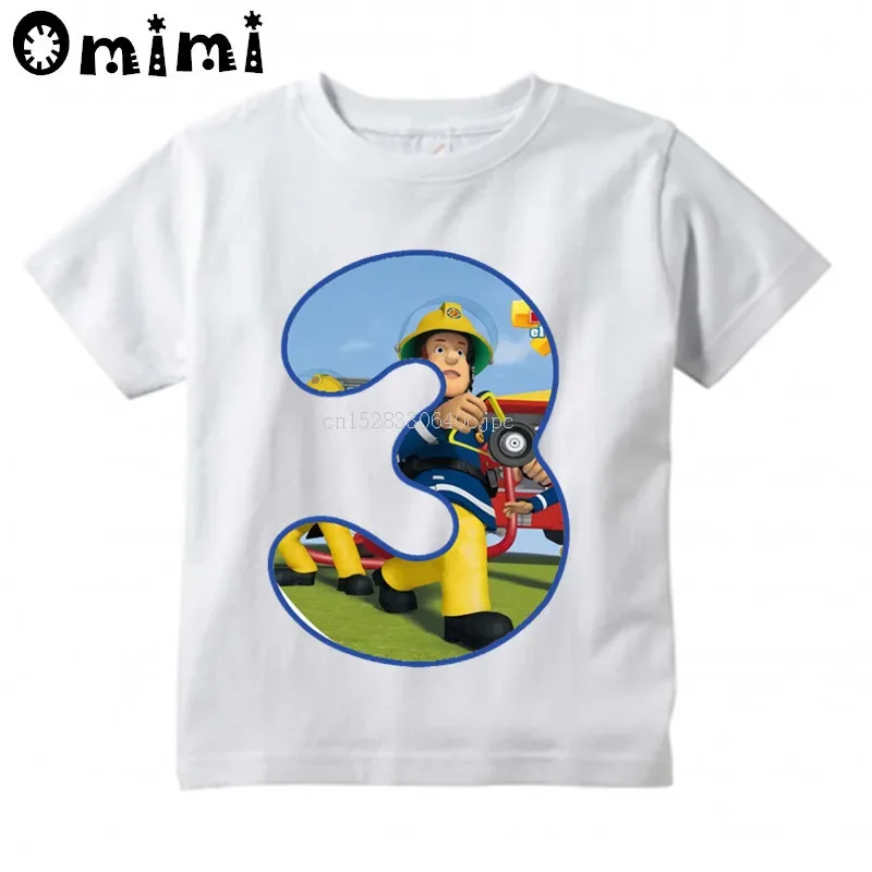 

Kids Sam Fireman Number 1-9 Firefighter Design T Shirt Boys/Girls Letter Kawaii Short Sleeve Top Children's Funny T-Shirt,BAL617