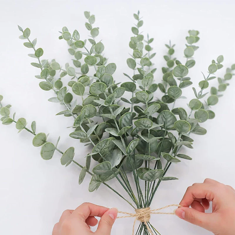 5/10 Stück Eukalyptus-künstlicher Pflanzenstrauß, künstliche Blumen für Heimdekoration, Garten, Hochzeit, Dekoration, draußen, Tischvase, Ornament – Detail 18
