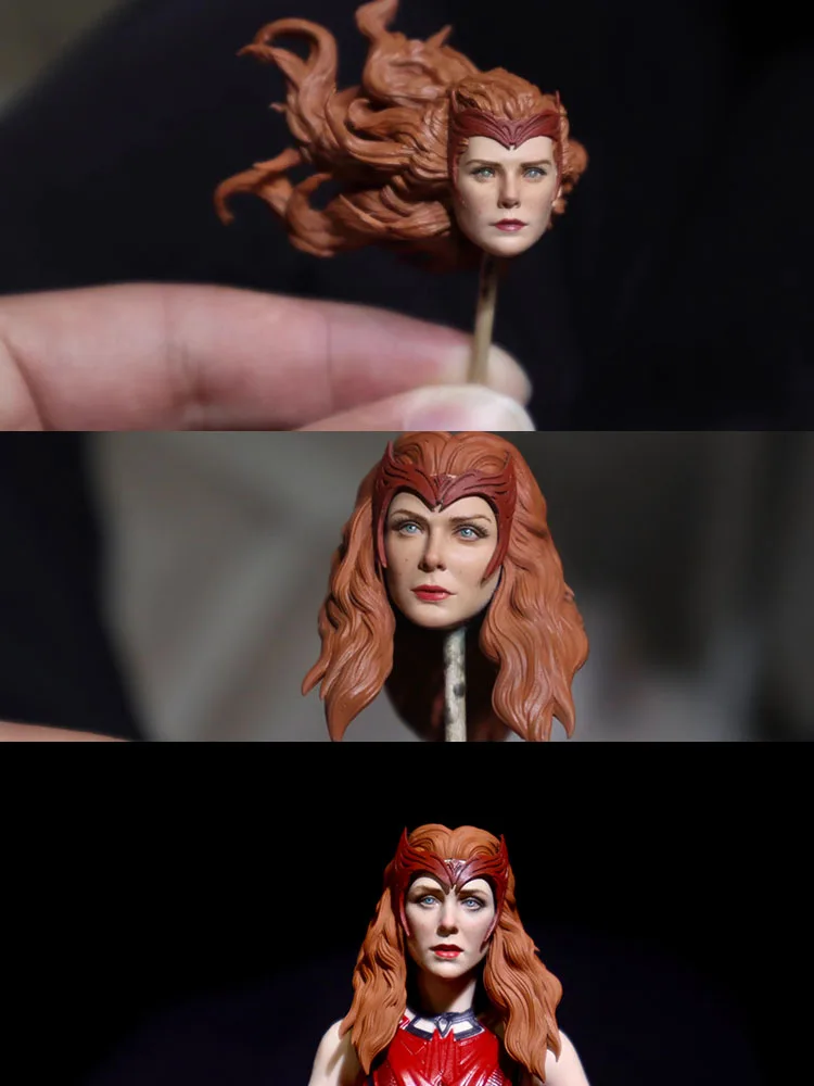 スカーレットスイッチヘッドsculpt、繊細な赤い髪、マーベルシリーズ