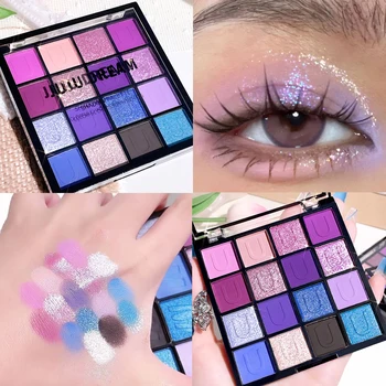 16-Color Red Purple Eyeshadow Palette Tags: 1