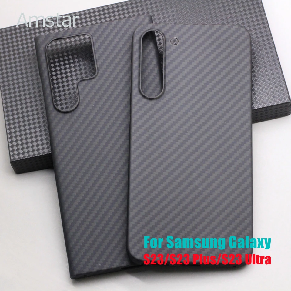 

Чехол Amstar из углеродного волокна для телефона Samsung Galaxy S23 Plus / S23 Ультратонкий чехол премиум класса из арамидного волокна для Galaxy S23
