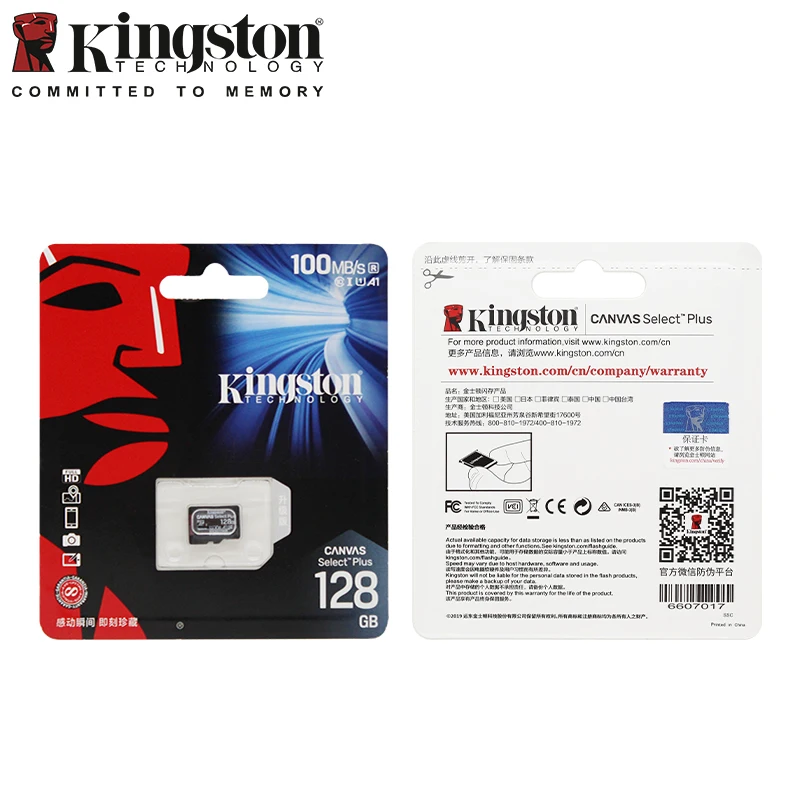 Kingston kartu SD mikro asli, kartu memori Flash SD mikro 128GB